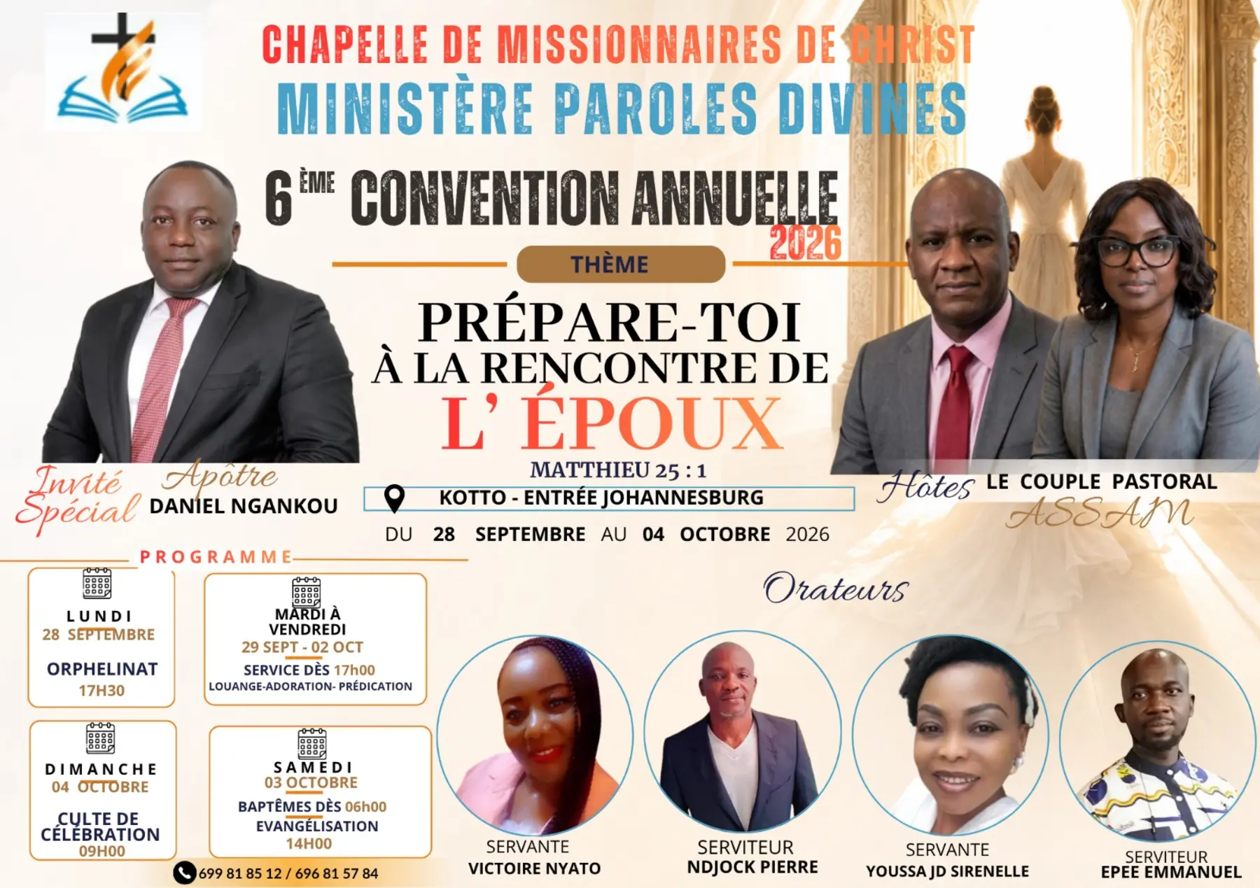 Affiche officielle — 6ème Convention Annuelle 2026, Ministère Paroles Divines